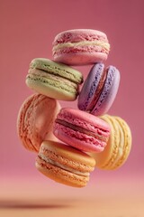 Dynamic Cascade of Rainbow Donut Macarons