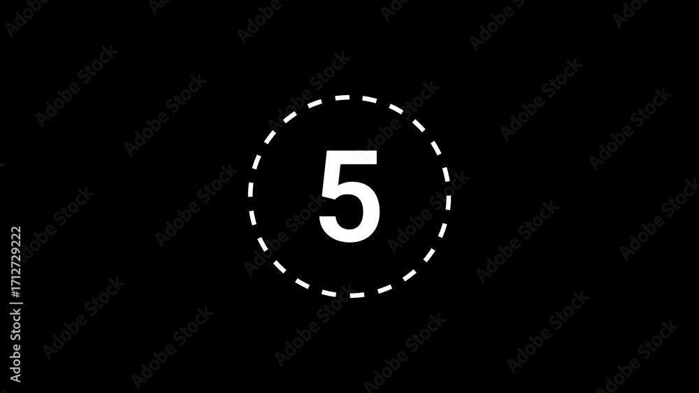 Aufkleber 5 second countdown timer digital circle simple animation transparent background