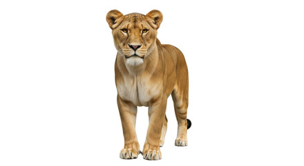 Isolated Majestic Lioness Standing Tall in a Striking Pose, Elegant and Powerful Animal