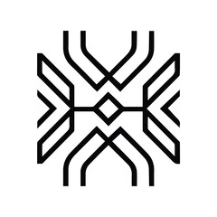 Fototapeta premium Minimal Geometric Symmetrical Line Art Logo in Flat Vector Style