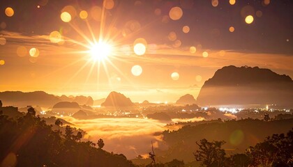 Scenic Coastline at Sunset with Mountains Fog and Golden Light in Coastal Scenery