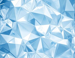 Abstract geometric pattern of light blue and white facets resembling a cut gemstone or ice.