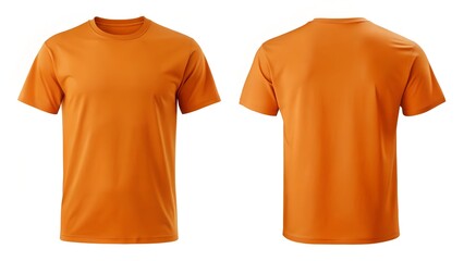 Solid Orange T Shirt Flat Front And Back View