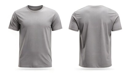 Solid Gray Cotton T Shirt Front And Back Mockup