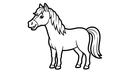 A charming cartoon pony, standing peacefully, ready for coloring.