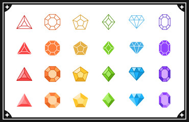 Diamond Icon collection. Rainbow jewelry icons set. Vector illustration