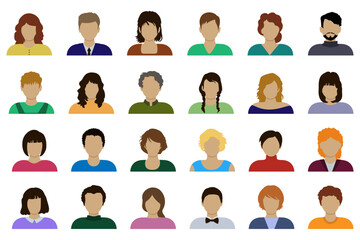 People head silhouettes for icons and avatars. Vector illustration.