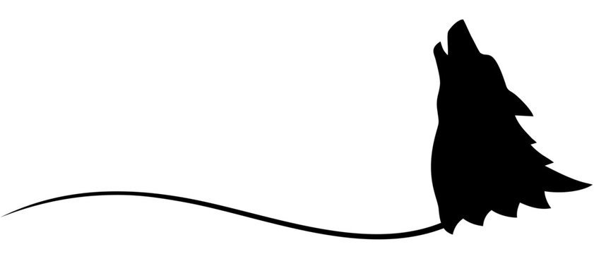 Silhouette of a wolf with a touch of lines for halloween