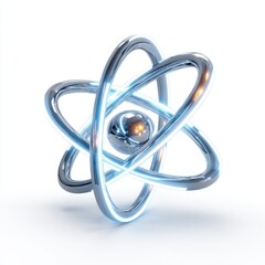 Abstract 3D Model of Atom Nucleus Electron Orbits Science Technology Energy
