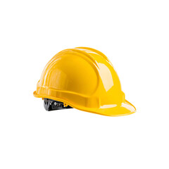 construction yellow hard hat isolated on a transparent background, in a PNG format