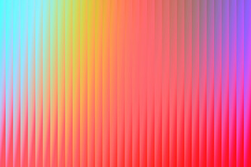 Obraz premium Colorful ripple effect abstract background with vertical wave patterns in gradient tones of blue, green, yellow, orange, pink, and purple. Vibrant modern texture suitable for digital design, wallpaper