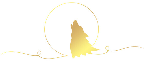 Silhouette of a wolf with a touch of gold lines for halloween