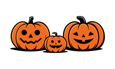 halloween pumpkins vector illustration on transparent background