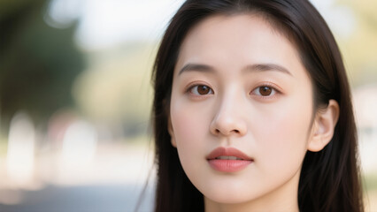 Close-Up Natural Beauty Portrait of Young Woman