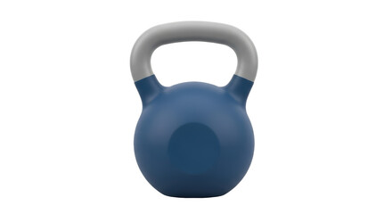 Isolated dark blue kettlebell on light surface for weightlifting or bodybuilding routine