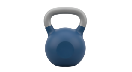 Isolated dark blue kettlebell on light surface for weightlifting or bodybuilding routine