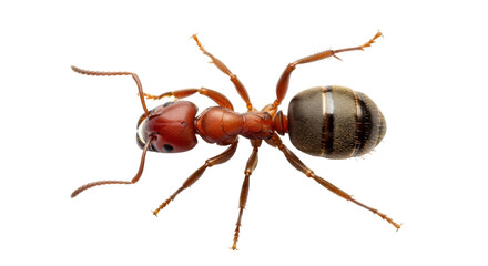 Isolated Ant, macro detail, winged insect, brown and black colors, compound eyes, antennae