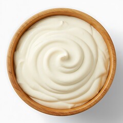 isolated in on white Wheat spoon Pile of Flat flour wooden  view. background. Top lay  spices