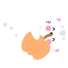 Cartoon Cat with Pumpkin