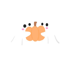 Cute Ghost Holding a Pumpkin Illustration