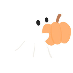 Cute Ghost Holding a Pumpkin Illustration
