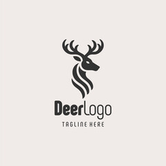 Monochrome Deer Forest Logo Design