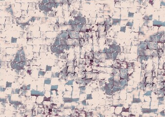 アースカラーのタイル模様背景　ベージュとブラウンのレンガ・石畳風デザイン