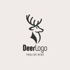Unique Monochrome Deer Logo Design