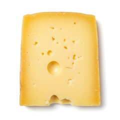 piece of cheese isolated on white background . Top view. Flat lay