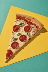 Perfect Slice of Pizza on Colorful Background