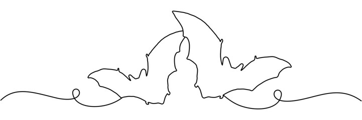Bats flying line art on a white background