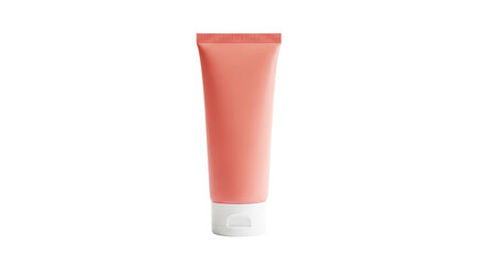 Isolated cream tube in pastel peach color for skincare or beauty on minimal background