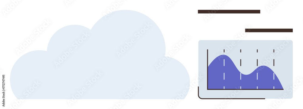 Aufkleber cloud beside line graph showing blue data trends with black bars. ideal for technology, analytics, c