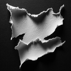 Torn Paper Texture on Black Background, Ripped Edge Abstract Design
