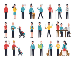 Flat Vector People Illustration Set – Daily Activities, Lifestyle, and Occupations