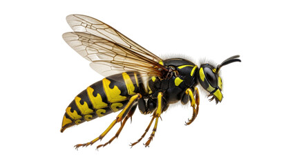 Isolated yellowjacket wasp with black and yellow stripes against a seamless backdrop