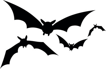 Obraz premium A flock of flying black bats on Halloween night