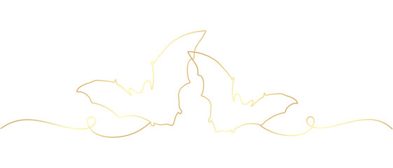 Golden line art bats on white background