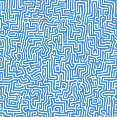Abstract Blue and White Seamless Pattern – Wavy Hand-Drawn Lines Background