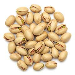 Fototapeta premium pistachio isolated on white background with full depth of field. Top view. Flat lay