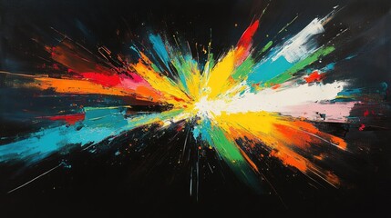 Explosive Burst of Vibrant Colors Against a Deep Black Canvas