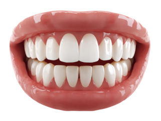 Perfect teeth with pink lips isolated on transparent background