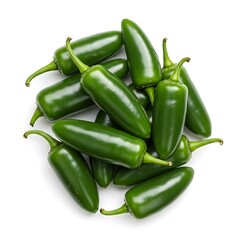 full chili field. with Green isolated of view. pepper jalapeno Top depth peppers background. Flat white lay on  Puebla