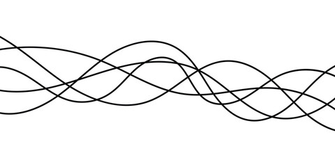 Thin line wavy background on white background.  Flowing wave line background on white page. Rippled isolated abstract wavey background icons. Graphical abstract curved wave icon set. EPS 10. 