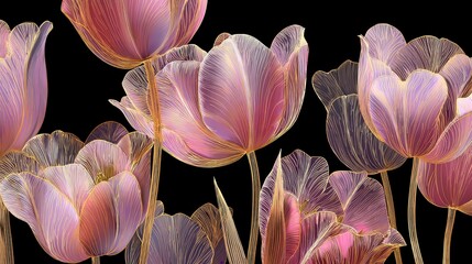 Elegant Purple Tulips with Gold Veins