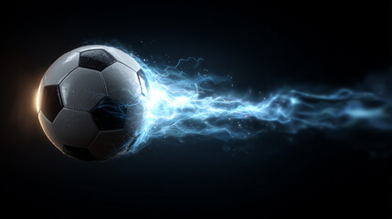 Fototapeta premium Electric Spark Soccer Ball in Motion 