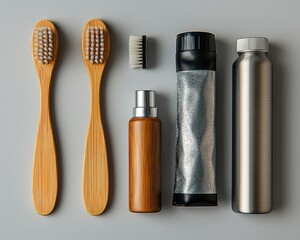 Flat lay of eco-friendly oral care products