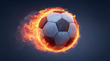 Naklejka premium Flaming Soccer Ball in Stadium Lights