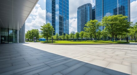 Fototapeta premium Modern Urban Architecture And Green Spaces In A Cityscape