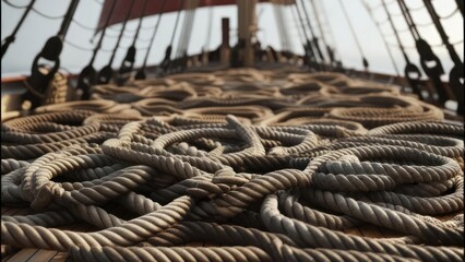 A tangled web of ship ropes